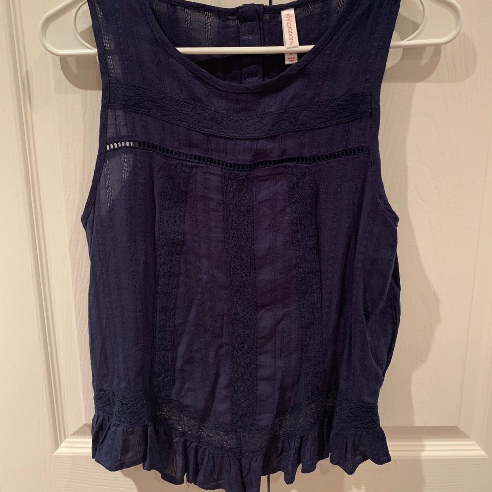 Blue cut out back tank